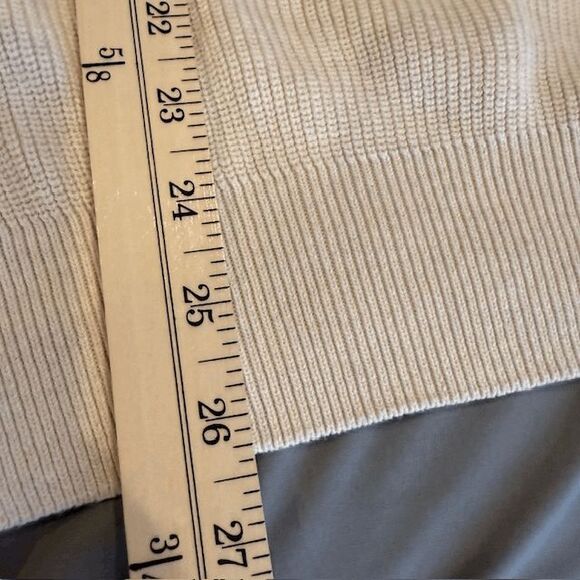 ZARA Men's Rib Knit Raglan Sweater Cream Crew Neck Size Medium - Picture 7 of 9